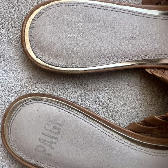 Paige Alana Brown Ochre Woven Leather Flat Mule Casual Shoes Pointed Toe Size 10 - Picture 13 of 15